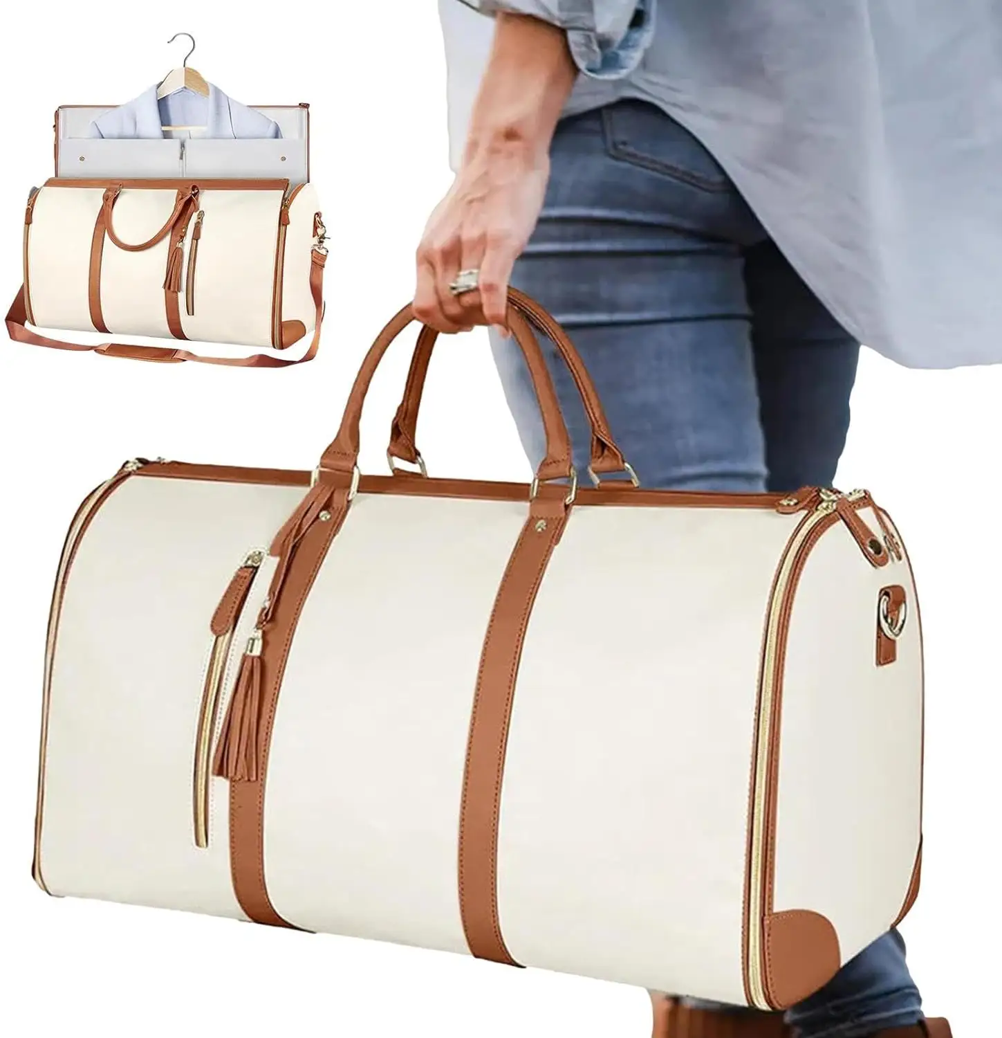 Không thấm nước phong cách du lịch Duffel với dây đeo vai và giày ngăn Carry-on túi may mặc