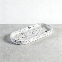 Ensemble d'accessoires de salle de bain en résine terrazzo noir et blanc, 7 pièces, écologique, distributeur de savon, porte-brosse de toilette, poubelle pour maison moderne