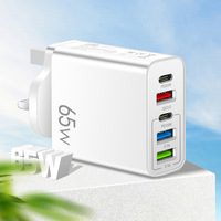 Adaptateur d'alimentation à charge rapide personnalisé USB C 65W PD QC 3.0 5 ports avec prise US/EU/UK pour téléphones mobiles et écouteurs