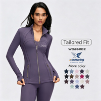 Xsunwing Veste de yoga respirante à col montant, coupe ajustée, la plus vendue, vêtement de fitness à manches longues pour la course en extérieur et la gym WD26110Z
