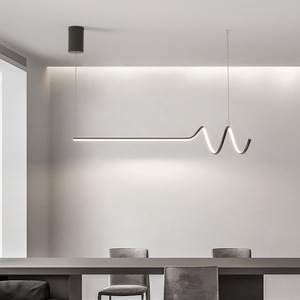 Modern Minimalist LED Pendant <b>Light</b> for Restaurant Bar Counter <b>Dining</b> Table Office-Creative Lines Designer Chandelier - Product Image 2