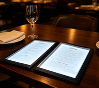 Menu lumineux LED, porte-menu rétroéclairé double page, menu en cuir rechargeable pour restaurant, bar, hôtel
