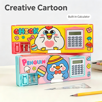 Trousse multifonctionnelle en gros avec calculatrice, taille-crayon, fermeture magnétique et impression numérique personnalisée pour l'école