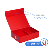 Caja de Regalo Magnética Roja Personalizada con Impresión de Grafiti a Color, Compartimento Dividido, Caja Magnética Plegable para Empaque de Té/Cabello/Belleza
