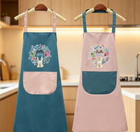 Tablier de cuisine en PVC imperméable et anti-huile avec serviettes essuie-mains intégrées, motif lapin mignon, tour de cou réglable, écologique, pour la cuisson et la pâtisserie