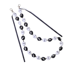 โซ่คล้องกางเกงอะคริลิคประดับลูกปัด ริบบิ้นสีดำขาว สำหรับงานรับปริญญา สไตล์ฮิปฮอป โซ่คาดเอวแบบห่วงเดี่ยว รูปทรงลูกบอล - Product Image 5