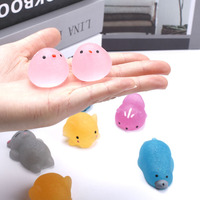 Jouet Squishy Transparent Scintillant Animal Coloré en Forme de Boulette avec Feuille d'Or, Anti-stress, Cadeau Nouveauté, Vente en Gros