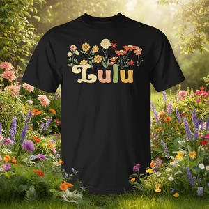 T-shirt Lulu Grandma Flowers, motif floral noir, cadeau pour femme - Product Image 3