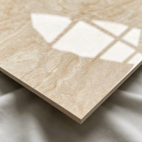 Carrelage de sol en porcelaine travertin beige brillant 600x600, carrelage moderne résistant à l'usure pour villa, hôtel, hall et salles à manger