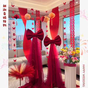Lazo gigante de terciopelo rojo Magpie para decoración de pared en bodas, accesorios de tela para la habitación nupcial y fondo de sala de estar - Product Image 4