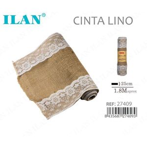 ILAN Nastro di Lino 25 Cm X 1,8 M con Pizzo per Decorazione - Product Image 1