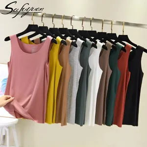 SFYS14 Wholesale Women'S Clothing Thread Cotton Seamless Solid Color Top Round Neck Halter Elastic Vest Women'S Casual Tank Tops