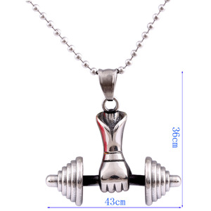 Collar con Colgante de Mancuerna de Acero Inoxidable, Joyería de Fitness Unisex, Regalo - Product Image 5
