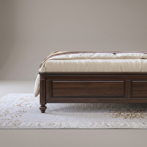 Cama Doble de Madera Maciza Estilo Americano Vintage, 18m, Tamaño King, Pintura Ecológica, Estética Old Money, para Recámara Principal - Product Image 4