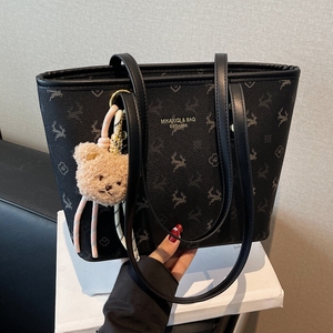 Bolso Tote de Gran Capacidad para Mujer, Nuevo Estilo Moderno, con Estampado de Grupo Pequeño, Bolso de Hombro Casual Simple, Estilo Personalizado - Product Image 2