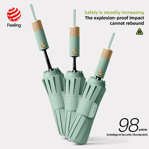 Vente en gros de parapluie tout temps en vinyle noir côtelé 72 à 30% de réduction, design pare-balles, protection UV sûre, emballé dans une boîte cadeau - Product Image 3