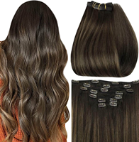 Extensions de cheveux naturels à clips, 100% cheveux humains vierges Remy, longs et lisses, invisibles et sans couture, vente en gros