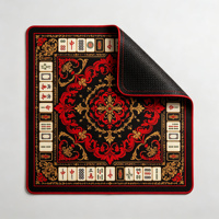 Tapis de Mahjong en microfibre antidérapant avec motif rose de la boussole nautique, carte des étoiles, ancre marine dorée et imprimé télescope, pour 4 joueurs