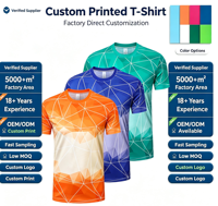 T-shirt d'entraînement pour homme en polyester 180 g/m² imprimé par transfert thermique, anti-plis, séchage rapide, respirant, à rayures, pour tenue d'équipe de gym