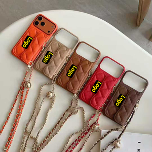 Funda de Piel para Teléfono con Correa Cruzada para Mujer, con Cordón para <span class=keywords><strong>iPhone</strong></span> 14 15 16 17 Pro Max, Funda con Cadena y Ranuras para Tarjetas - Product Image 3