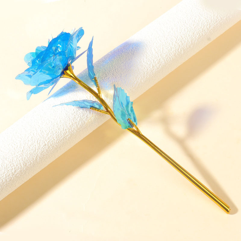 Fleur colorée dorée de 24 cm, fleur bleue