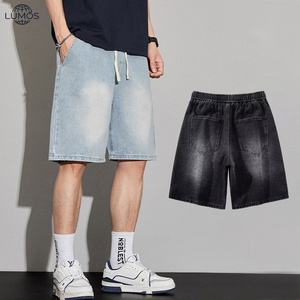 Pantalones Cortos de Mezclilla Vintage para <span class=keywords><strong>Hombre</strong></span>, Nuevos, de Verano, Corte Recto Holgado, Casuales, de Cinco Puntos, con Opción de Logotipo Personalizado y Estampados - Product Image 1