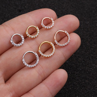 Bague d'oreille ouverte en cuivre doré fantaisie 20G avec zircon, bijou de nez, cadeau de mariage chrétien pour enfants, plaqué or tendance