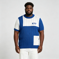 Pull-over jacquard tricoté respirant à col rond multicolore pour homme avec broderie poitrine OEM ODM 'KTY'