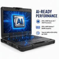 PC Portátil Resistente con IA de 14'', Batería Intercambiable en Caliente, 1000nits de Alto Brillo, Computadora Industrial para Computación en el Borde, DDR SSD