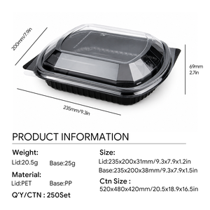 กล่องอาหารพลาสติก PP เกรดอาหารสำหรับบรรจุอาหารแบบกล่อง XF-0001 ขนาด 1000 มล. สำหรับร้านอาหาร กล่องอาหารแบบใช้แล้วทิ้ง บรรจุภัณฑ์กล่องกระดาษพิมพ์โลโก้ได้ - Product Image 2