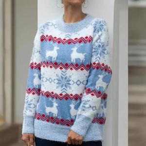 Pulls d'hiver chauds à motif de rennes, pulls de Noël moches en tricot pour femmes - Product Image 1