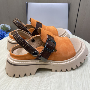 Soldes d'été : Sandales mules à bride unique en cuir de vachette véritable pour femme, à bout ouvert, portables de deux façons, à semelle épaisse - Product Image 4