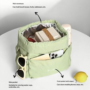 Sac à déjeuner en nylon écologique, transportable à l'épaule, pour le rangement extérieur, avec doublure en aluminium épaisse, antibactérien et étanche - Product Image 3