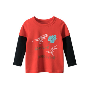 T-<span class=keywords><strong>shirt</strong></span> à manches longues en coton imprimé <span class=keywords><strong>dinosaure</strong></span> géométrique pour enfants, t-<span class=keywords><strong>shirt</strong></span> bicolore à col ras du cou pour garçons en bas âge, vêtements de printemps et d'automne - Product Image 3