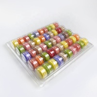 Vente en gros de boîtes de présentation en plastique pour macarons, 50 emplacements, boîte en PET transparente pour desserts, biscuits, gâteaux