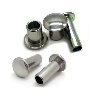 Produsen 2.4mm 4mm disesuaikan miniatur payung logam mendorong baja nirkarat paku keling 304 kepala bulat SEMI-TUBULAR paku keling