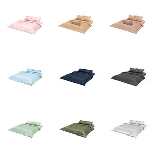 Parure de lit de luxe 100 % viscose de bambou, haute qualité, 300 fils/cm², 4 pièces, 2 taies d'oreiller, housse de couette, drap-housse, taille King/Queen - Product Image 1