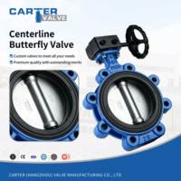 Válvula de mariposa de línea central WCB de acero fundido tipo wafer con bridas, accionamiento manual por tornillo sin fin, sello NBR, estándar DIN PN6-PN64 DN40-DN1800, solenoide para aceite