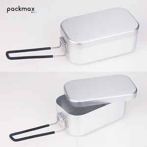 Boîte à bento en aluminium avec poignée pliable pour le camping – Boîte à lunch portable en alliage d'aluminium pour l'extérieur, récipient rectangulaire pour riz, utilisable pour la cuisson - Product Image 3