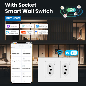 Smart Wall Socket Wifi Brazilian <b>Plug</b> Tuya App Control Double Gang Smart <b>Switch</b> <b>With</b> Power Metering Universal Use - Product Image 1