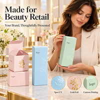 Carton pliable à fond à verrouillage automatique pour produits de beauté avec impression personnalisée, conçu pour les commandes de gros pour la vente au détail
