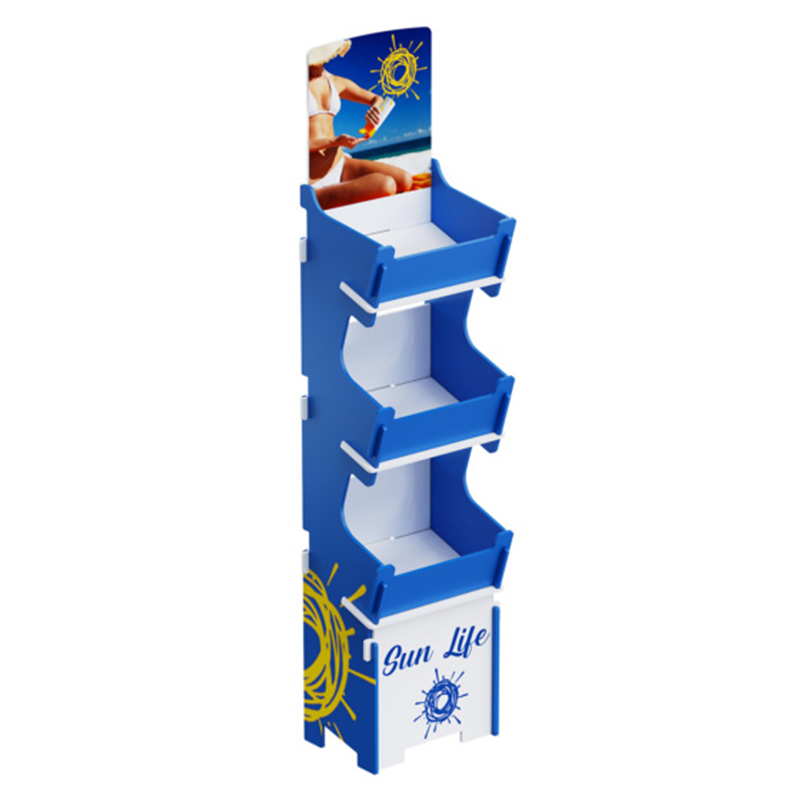 Customizable Carton-Packed Floor Display Stand for Plywood Wood Skincare Products and Baby Sunscreen for Retail Stores Shops — view 2