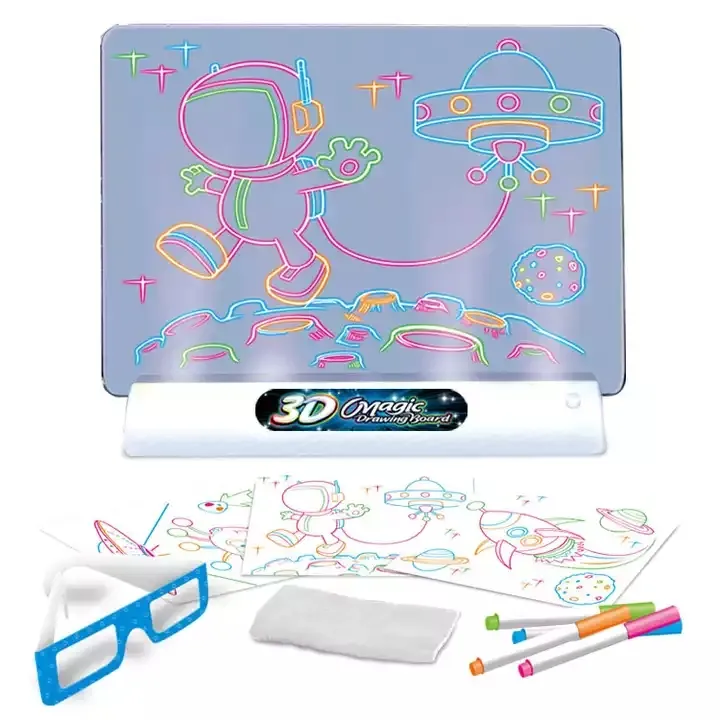 3D Glasses Tablet Light Effects Puzzle Board 3D Magic Drawing Board With Pen for Kids Gifts