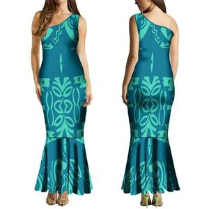 <span class=keywords><strong>Vestido</strong></span> de mujer polinesio estilo isleño elegante de un hombro Maxi cola de pez <span class=keywords><strong>vestido</strong></span> de mujer <span class=keywords><strong>vestido</strong></span> sin mangas de sirena de <span class=keywords><strong>talla</strong></span> grande ropa de mujer - Product Image 3