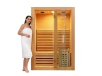 Sauna Tradisional Finlandia untuk 2-3 Orang, Sauna Dalam Ruangan dari Kayu Hemlock dan Cedar Merah, Produsen Sauna Uap Kering dan Sauna Inframerah