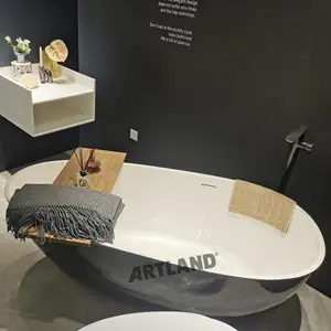 Solid surface stone bath tubs black luxury bathtub toilet bathtub