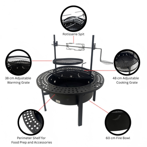 <span class=keywords><strong>Barbecue</strong></span> de jardin à bois avec protection anti-étincelles, foyer rotatif et rôtissoire manuelle - Product Image 1