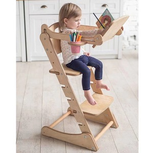 Wooden <b>Toddler</b> High Chair Solid Wood Natural Color 2-4 Years Kitchen Assistant Stool <b>Booster</b> <b>Seat</b> - Product Image 2