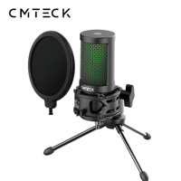 Microphone filaire pour PC de jeu XM550, microphone à condensateur professionnel avec trépied de bureau et filtre anti-pop pour diffusion en direct, podcast