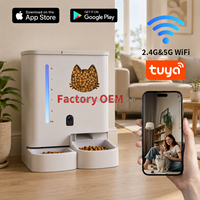 Distributeur automatique de nourriture pour animaux de compagnie 5L, écologique, moderne, contrôlé par application Tuya, double alimentation, télécommande WIFI, vidéo, alimentation lente, avec caméra HD